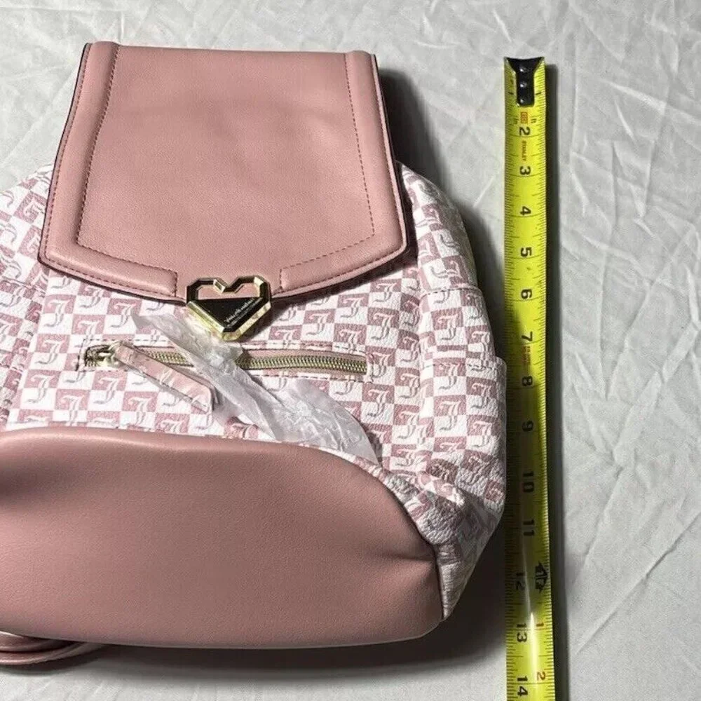 Juicy Couture Modern Pink White Medium Mini Backpack Pink Heart Logo Brand NEW